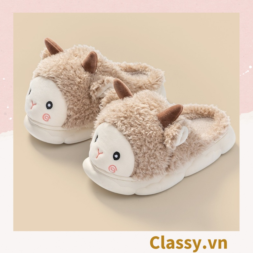 Dép lông đi trong nhà, spa, Classy hình cừu đáng yêu, siêu êm, siêu ấm chân G1372