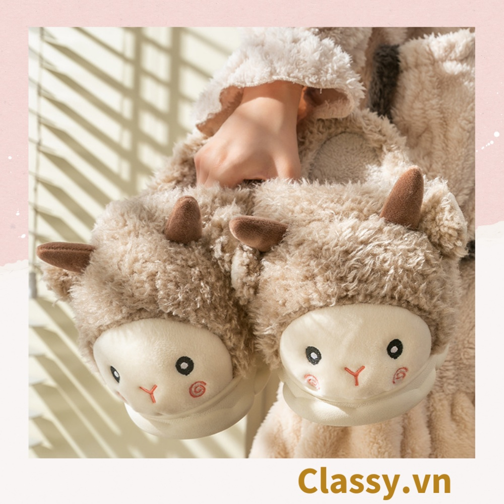 Dép lông đi trong nhà, spa, Classy hình cừu đáng yêu, siêu êm, siêu ấm chân G1372