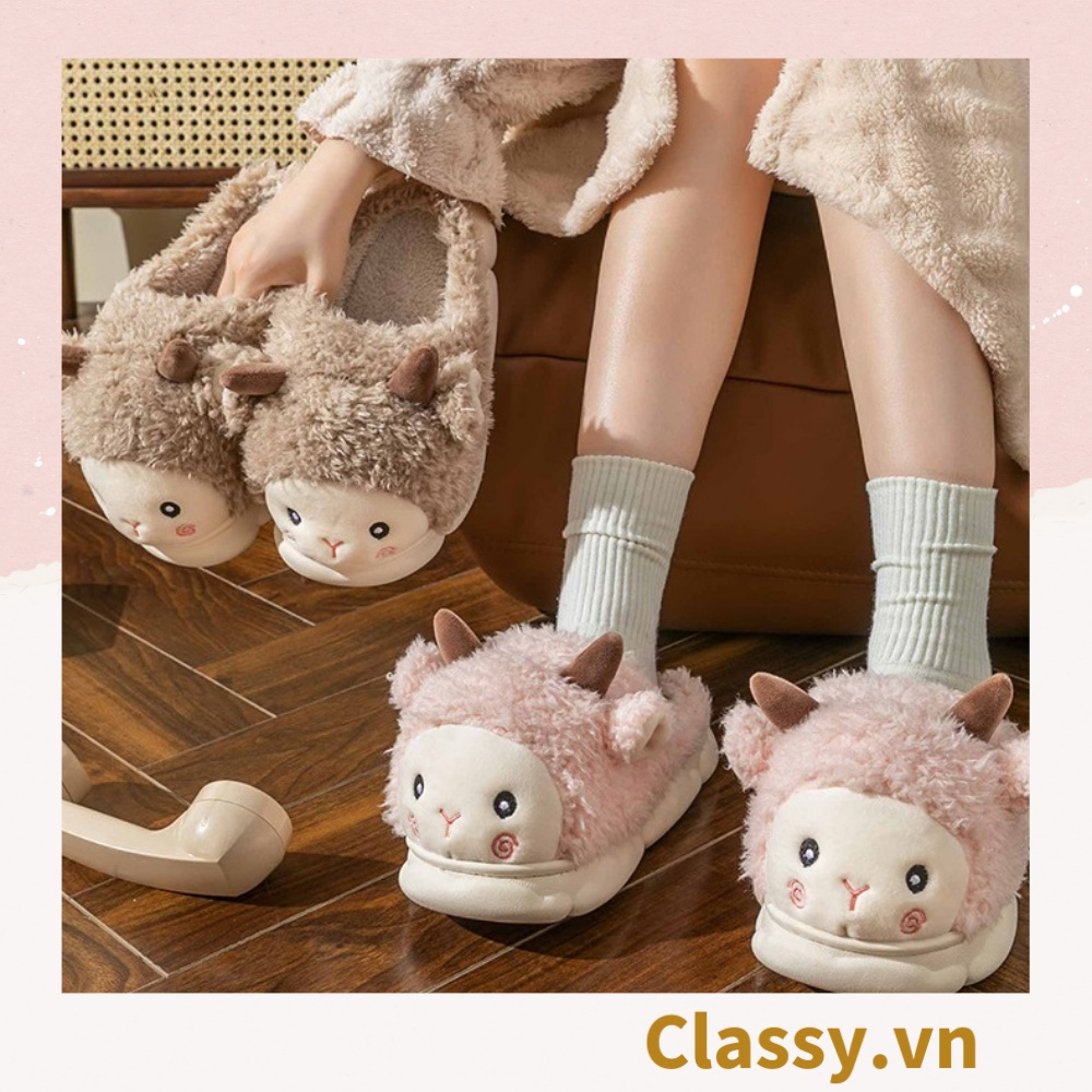 Dép lông đi trong nhà, spa, Classy hình cừu đáng yêu, siêu êm, siêu ấm chân G1372