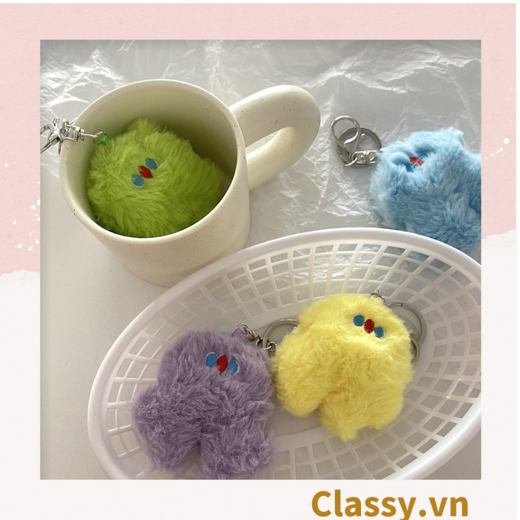 Móc khóa Classy, móc đeo điện thoại búp bê lông siêu mịn, gắn túi xách, chìa khóa, điện thoại PK1502