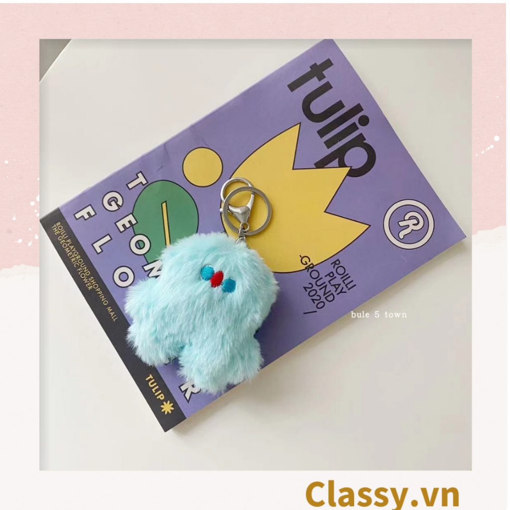 Móc khóa Classy, móc đeo điện thoại búp bê lông siêu mịn, gắn túi xách, chìa khóa, điện thoại PK1502