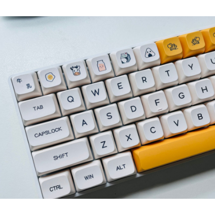 Set Keycap Bàn phím cơ -  XDA Honey Bee & Milk chất liệu nhựa PBT 140 nút