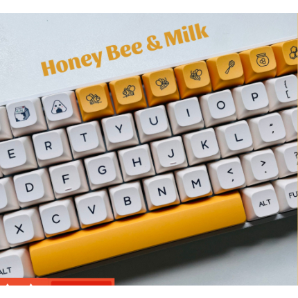 Set Keycap Bàn phím cơ -  XDA Honey Bee & Milk chất liệu nhựa PBT 140 nút