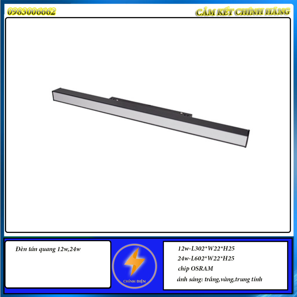 Đèn tán quang ray nam châm 12w,24w bảo hành 2 năm