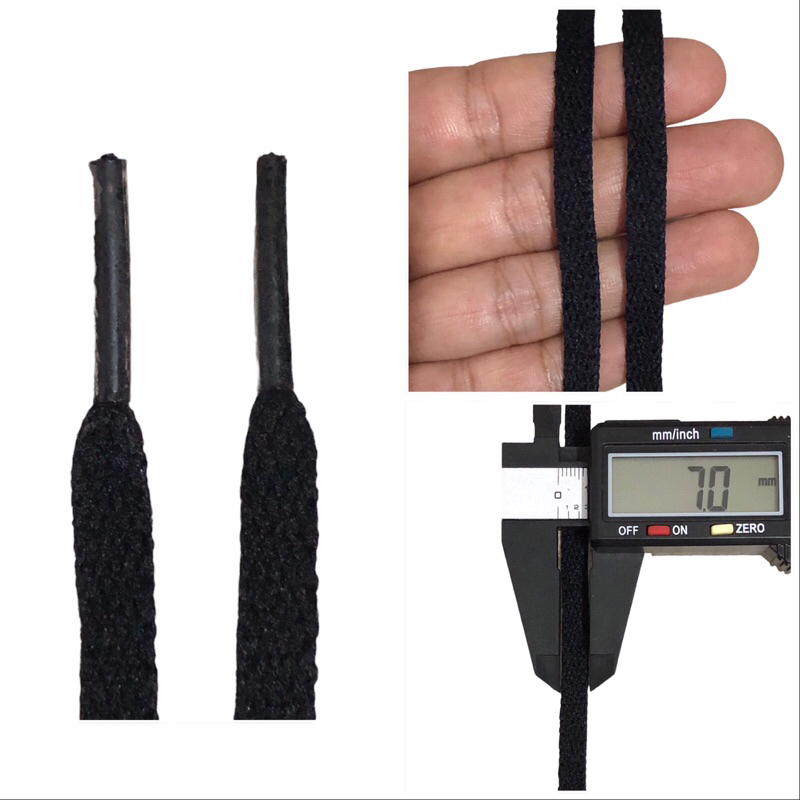 1 cặp- Dây giày dẹp 7mm màu dài 95cm đen, mền, êm tay, nhanh khô