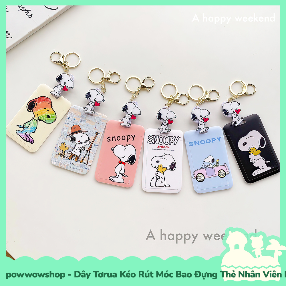 [Sẵn VN - Hỏa Tốc] Dây Tơrua Kéo Rút Móc Bao Đựng Thẻ Nhân Viên Nhựa ABS Nhân Vật Hoạt Hình Snoopy Go Đáng Yêu