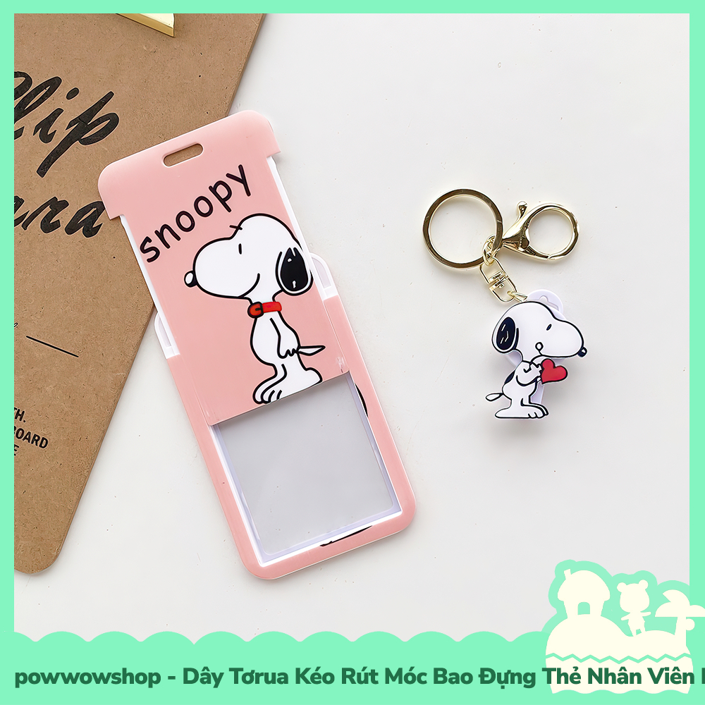 [Sẵn VN - Hỏa Tốc] Dây Tơrua Kéo Rút Móc Bao Đựng Thẻ Nhân Viên Nhựa ABS Nhân Vật Hoạt Hình Snoopy Go Đáng Yêu