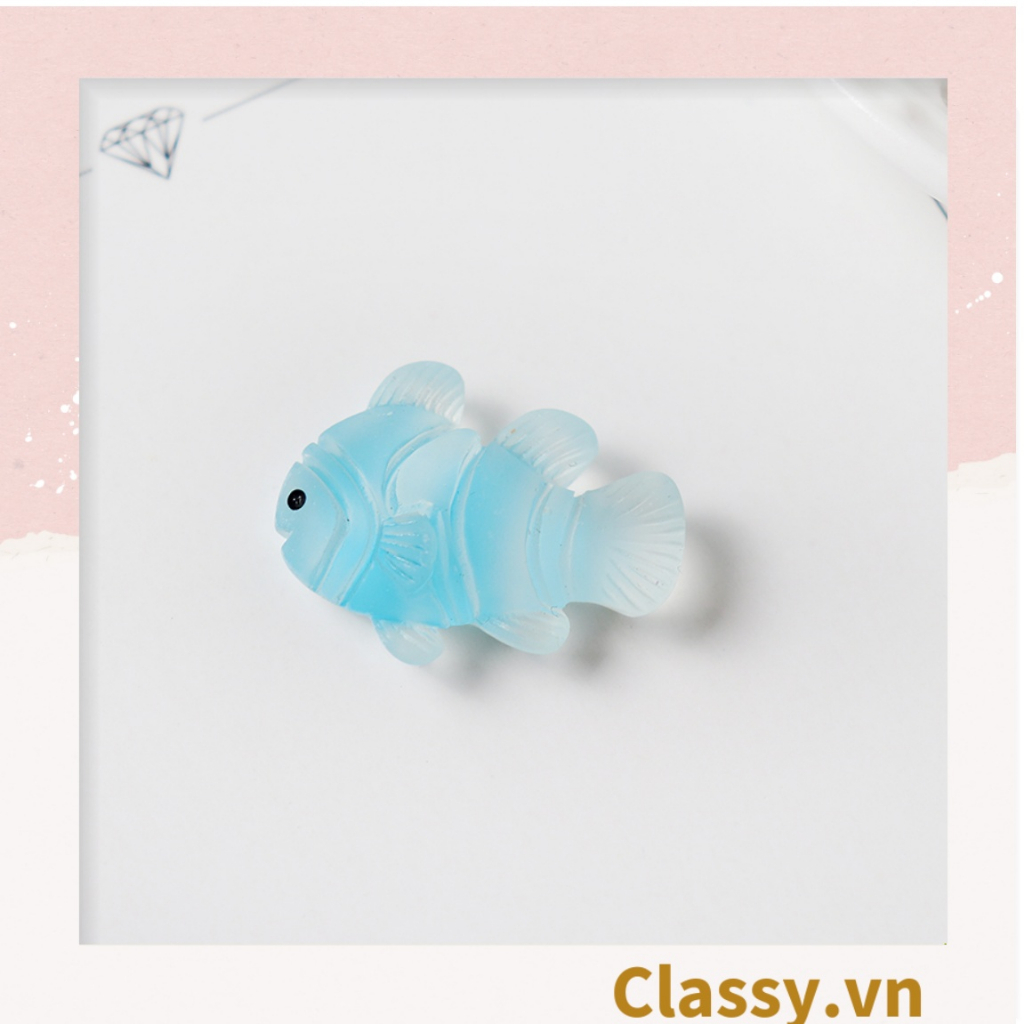Dây cột tóc Classy đính hạt nhựa nhiều màu dễ thương họa tiết cua, cá trong trong suốt cute PK1634