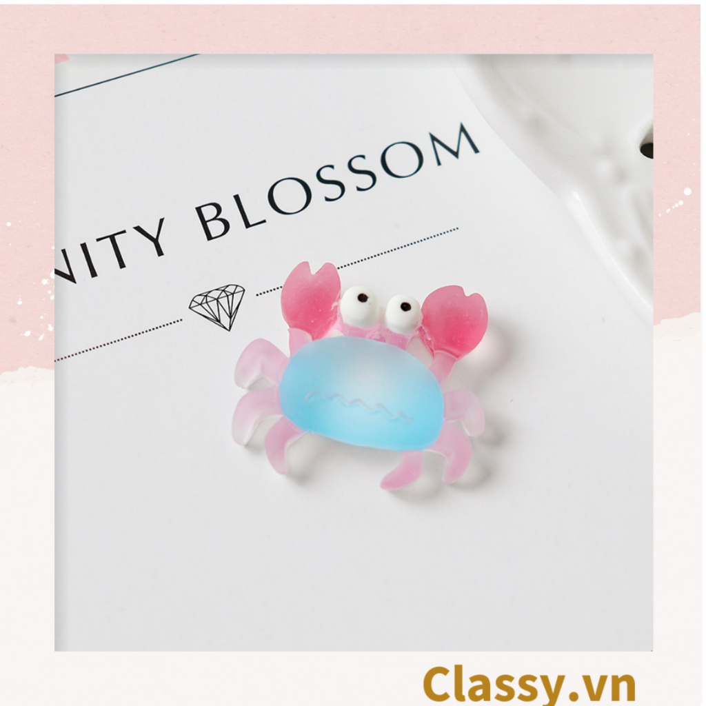 Dây cột tóc Classy đính hạt nhựa nhiều màu dễ thương họa tiết cua, cá trong trong suốt cute PK1634