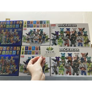 Bộ 16 xếp hình minifigures Gấu Bearbrick lấp ráp mini tranh trí đồ chơi giáo dục
