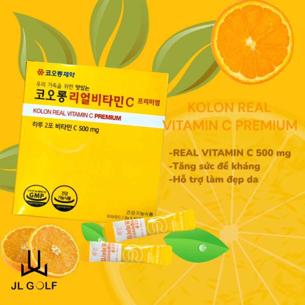Bột uống trắng da vitamin C tăng cường sức khoẻ Kolon Real Vitamin C Premium (2g x 60 gói)