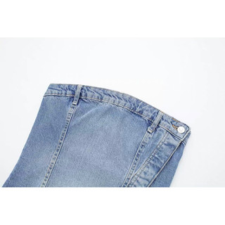 Áo quây denim vạt xéo
