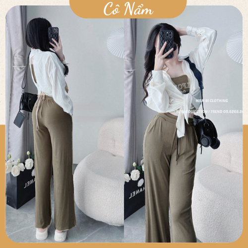 Set Bộ Đồ Nữ 3 Món Áo Sơ Mi Nữ Trắng Kèm Áo Croptop Mix Quần Đũi Suông Ống Rộng Freesize