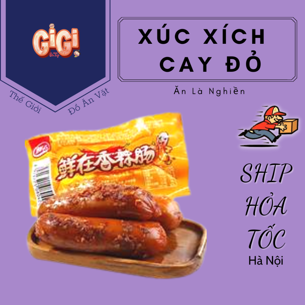 Xúc xích cay đỏ nội địa đồ ăn vặt giá rẻ cổng trường