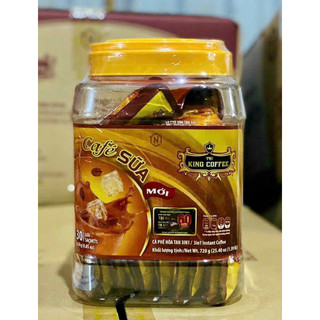 Cà phê sữa hòa tan 3in1 king coffee - hộp nhựa 30 gói x 24g