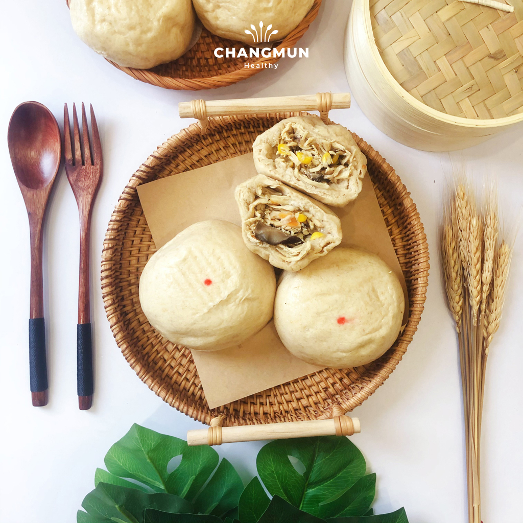 Bánh bao nguyên cám gà nấm CHANGMUN Healthy dành cho người ăn kiêng Eat Clean