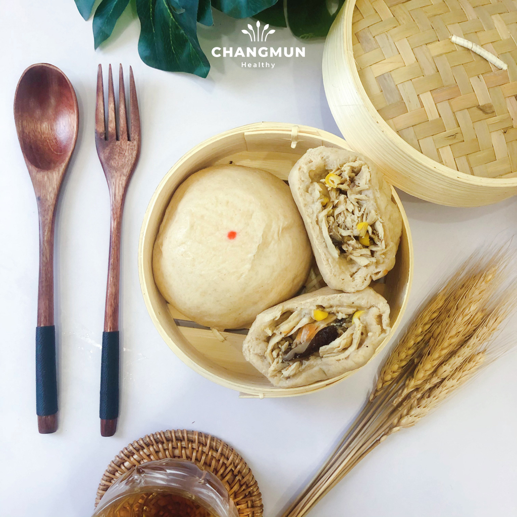 Bánh bao nguyên cám gà nấm CHANGMUN Healthy dành cho người ăn kiêng Eat Clean