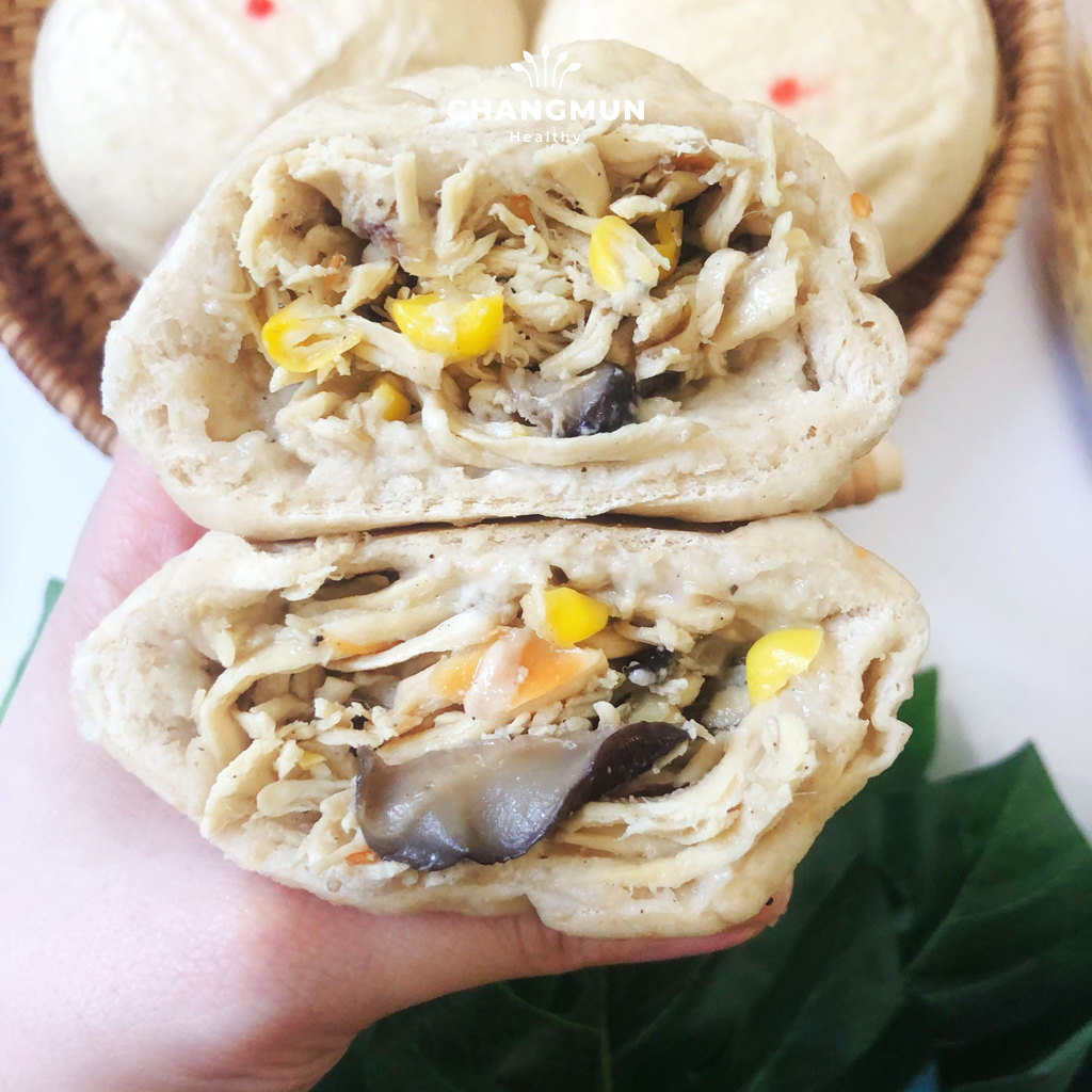 Bánh bao nguyên cám gà nấm CHANGMUN Healthy dành cho người ăn kiêng Eat Clean