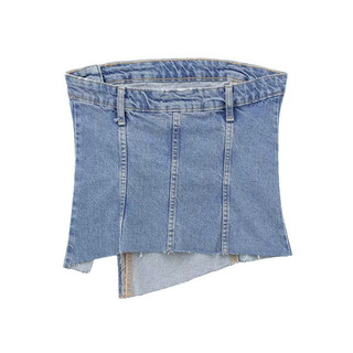 Áo quây denim vạt xéo