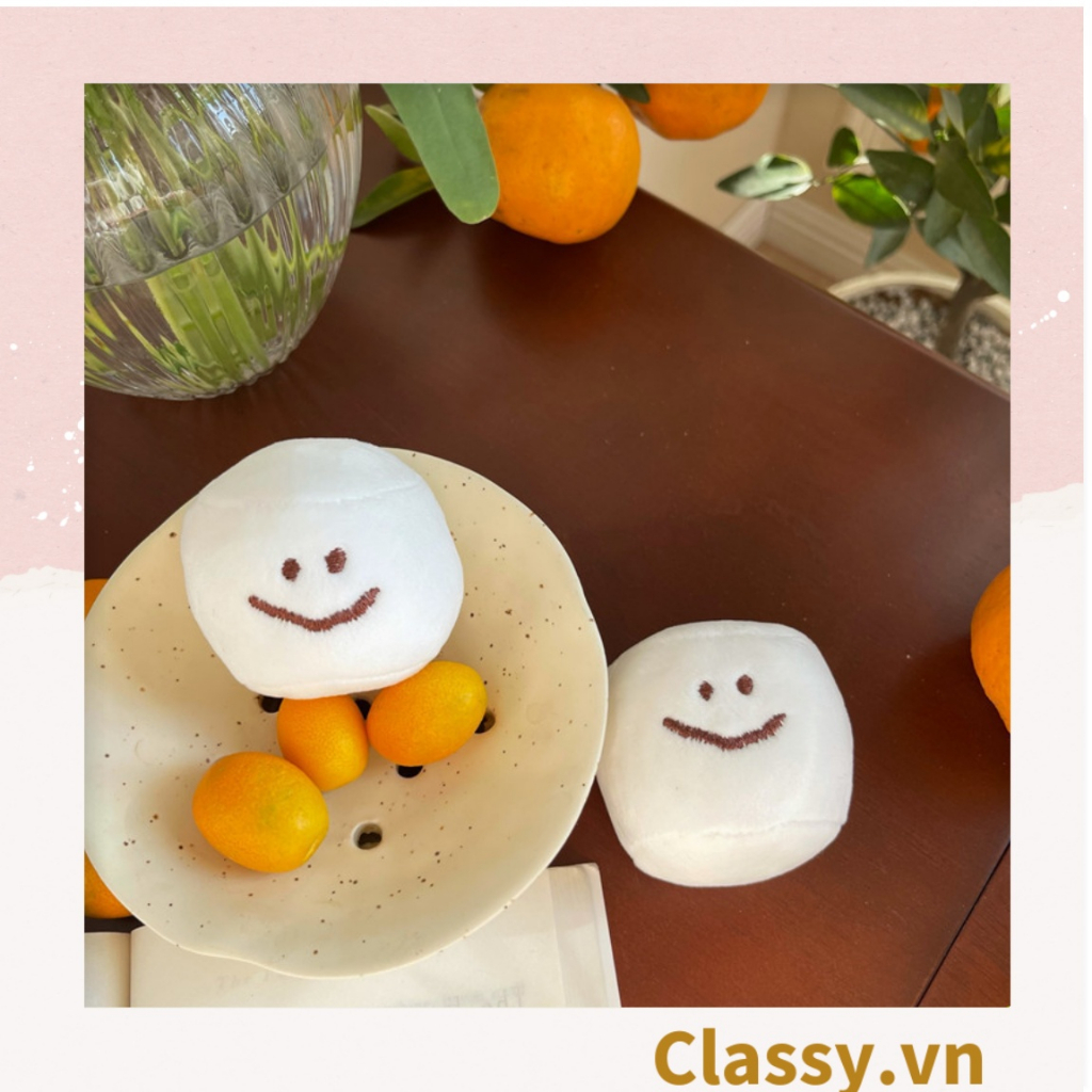 Móc khóa Classy, móc đeo điện thoại điện thoại, móc khóa balo hình bánh bao mặt cười lông tròn siêu êm PK1276