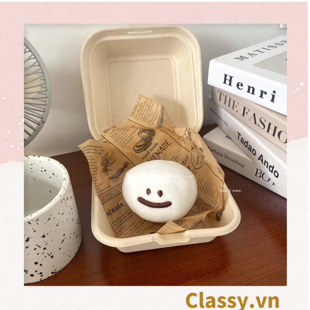 Móc khóa Classy, móc đeo điện thoại điện thoại, móc khóa balo hình bánh bao mặt cười lông tròn siêu êm PK1276
