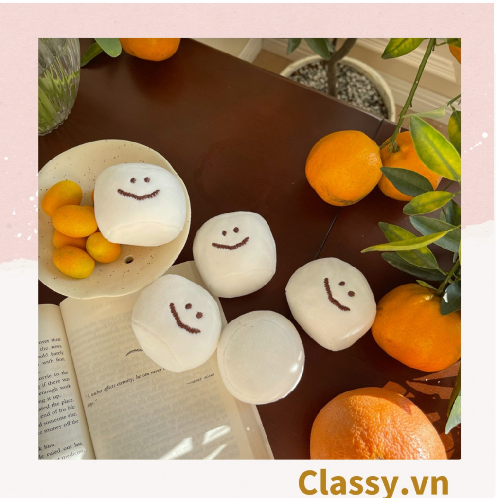 Móc khóa Classy, móc đeo điện thoại điện thoại, móc khóa balo hình bánh bao mặt cười lông tròn siêu êm PK1276