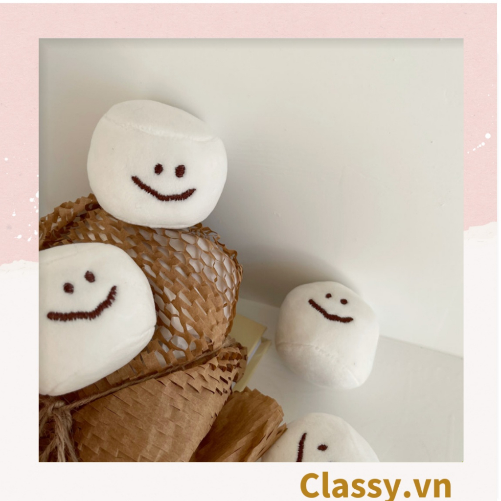 Móc khóa Classy, móc đeo điện thoại điện thoại, móc khóa balo hình bánh bao mặt cười lông tròn siêu êm PK1276