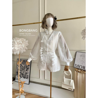(Có BigSize-Hàng Cao Cấp) Set Áo Nút Bọc Và Quần Shorts Ren