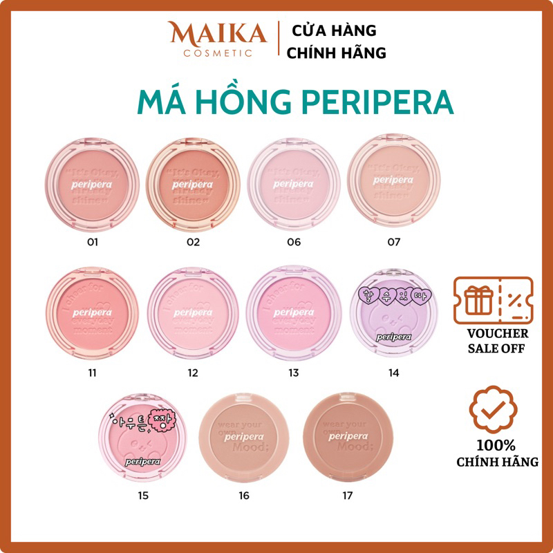 Phấn Má Hồng Perapera Pure Blushed Sunshine Cheek 4.2g