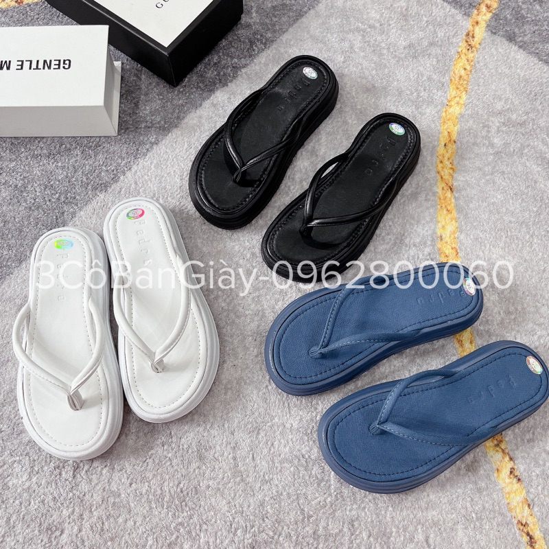 Dép kẹp nữ đế đúc bánh mì 3COBANGIAY êm ái đơn giản hợp mọi outfit vải jean trendy