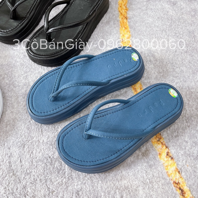 Dép kẹp nữ đế đúc bánh mì 3COBANGIAY êm ái đơn giản hợp mọi outfit vải jean trendy