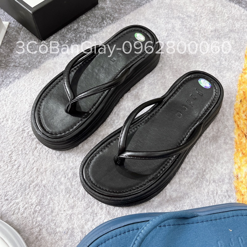 Dép kẹp nữ đế đúc bánh mì 3COBANGIAY êm ái đơn giản hợp mọi outfit vải jean trendy