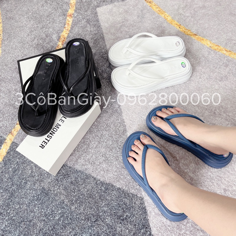 Dép kẹp nữ đế đúc bánh mì 3COBANGIAY êm ái đơn giản hợp mọi outfit vải jean trendy