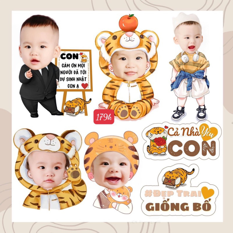 Chibi sinh nhật bé trai, bé gái