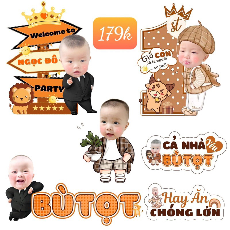 Chibi sinh nhật bé trai, bé gái