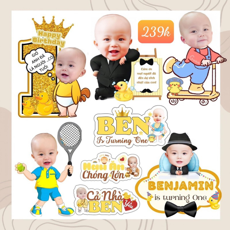 Chibi sinh nhật bé trai, bé gái