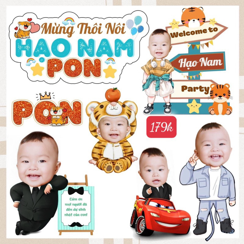 Chibi sinh nhật bé trai, bé gái