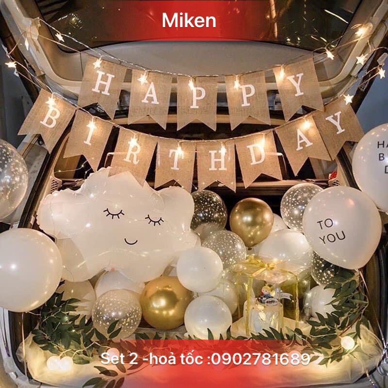 Set bong bóng trang trí cốp xe hơi , trang trí xe ô tô tạo bất ngờ sinh nhật , phụ kiện bóng trang trí sinh nhật