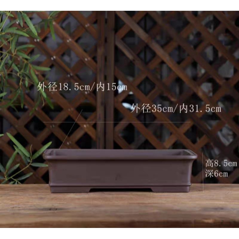 Chậu gốm dáng dài chữ nhật - Chậu Bonsai Trung - Chậu Bonsai Trung Quốc