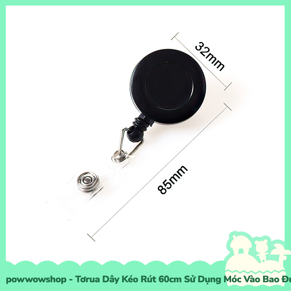 [Sẵn VN - Hỏa Tốc] Tơrua Kẹp Dây Kéo Rút 60cm Sử Dụng Móc Bao Đựng Thẻ Nhân Viên Trắng Đen Black White Đơn Giản