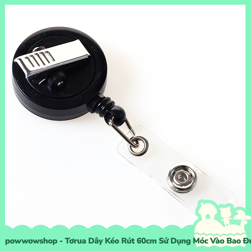 [Sẵn VN - Hỏa Tốc] Tơrua Kẹp Dây Kéo Rút 60cm Sử Dụng Móc Bao Đựng Thẻ Nhân Viên Trắng Đen Black White Đơn Giản