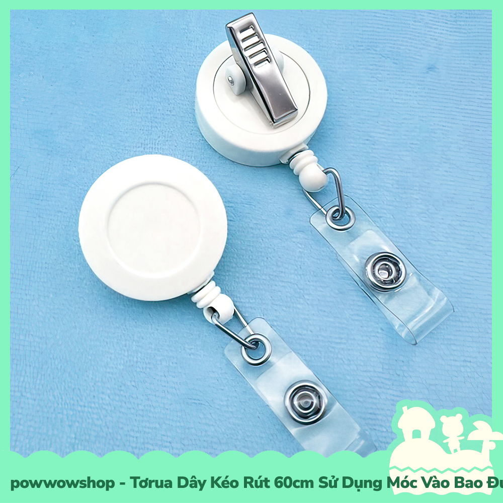 [Sẵn VN - Hỏa Tốc] Tơrua Kẹp Dây Kéo Rút 60cm Sử Dụng Móc Bao Đựng Thẻ Nhân Viên Trắng Đen Black White Đơn Giản