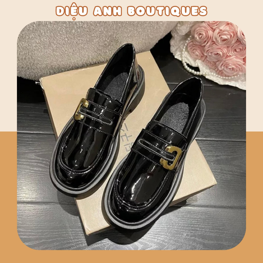 Giày búp bê xuka chữ C da mềm đế êm thời trang cao cấp Giày tiểu thư nữ có độn đế 4cm nhẹ nhàng đi hàng ngày