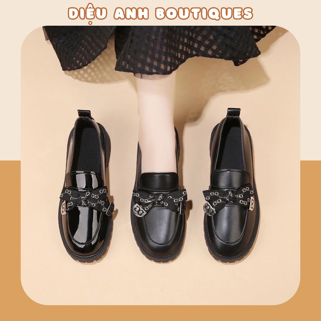 Giày búp bê nữ cổ thấp thời trang in hình nơ thời thượng Giày tiểu thư nữ kiểu dáng thanh lịch