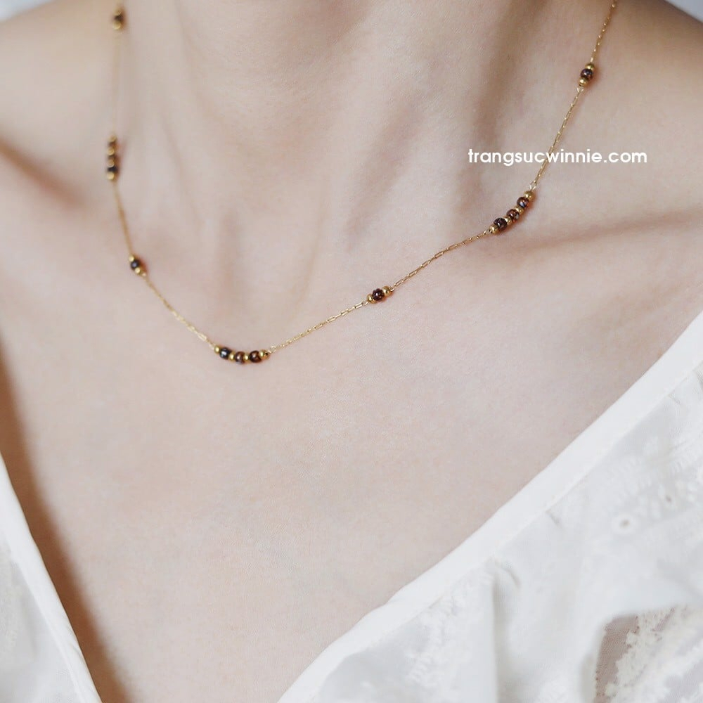 Dây chuyền nữ titan Hổ phách