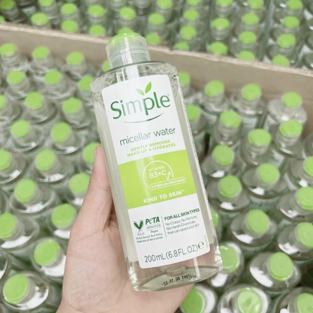 Nước Tẩy Trang Simple Micellar Cleansing Water 200 - 400ml làm sạch 99% trang điểm, cho da thoáng mịn