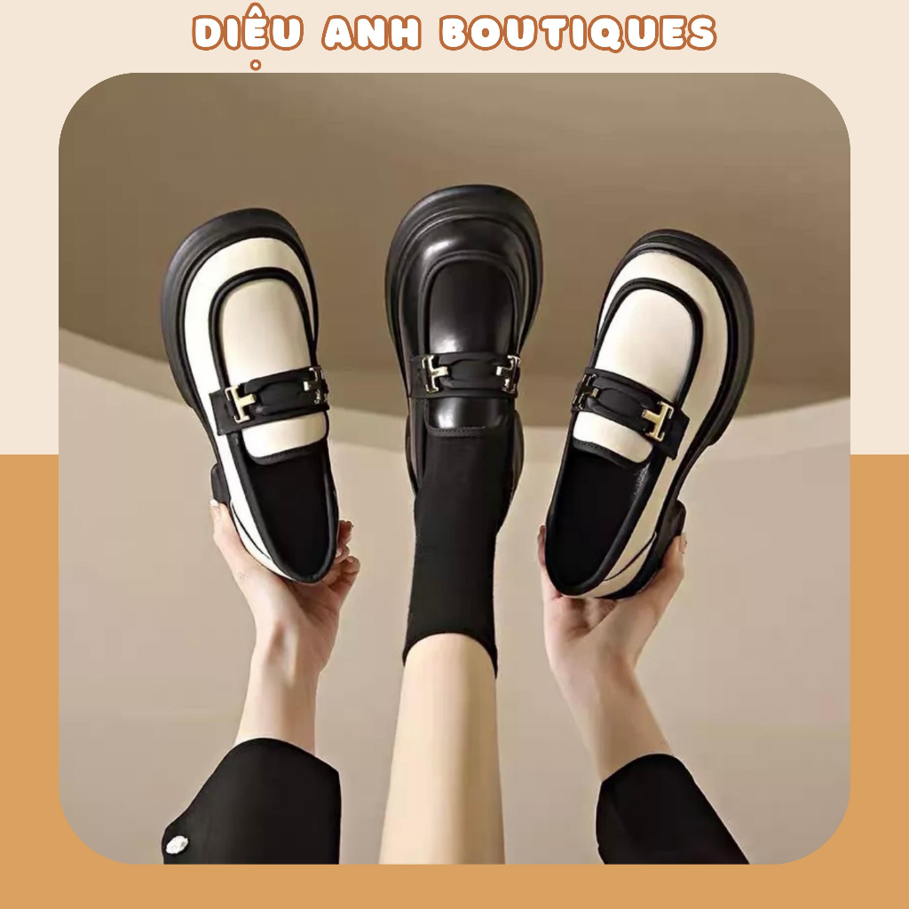 Giày búp bê xuka nữ gắn chữ TT da mềm thời trang cao cấp Giày tiểu thư kiểu dáng thời thượng