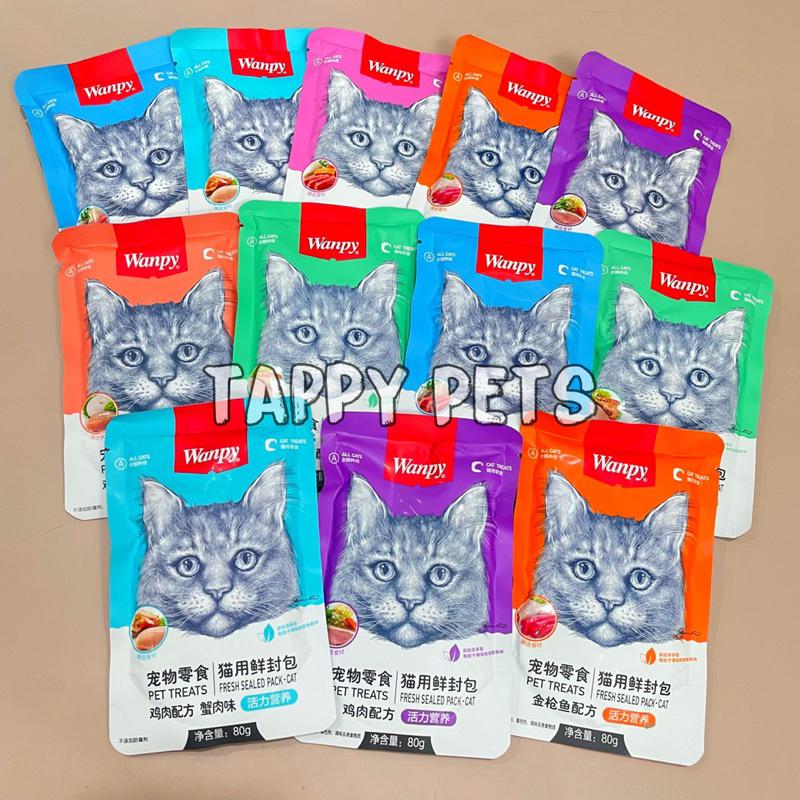 Pate WANPY Cao Cấp Cho Mèo Mix Vị Dinh Dưỡng Thơm Ngon - Gói 80g