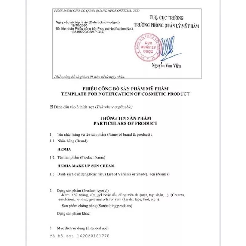 Kem Chống Nắng Hemia chính hãng