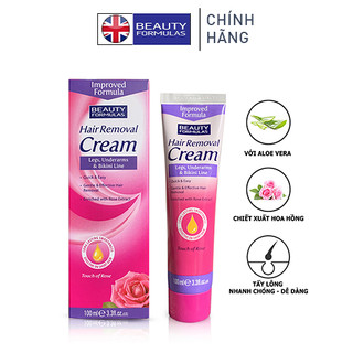 Kem Tẩy Lông Beauty Formulas 100ml Chiết Xuất AloeVera Và Tinh Chất Hoa Hồng